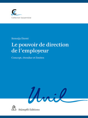 cover image of Le pouvoir de direction de l'employeur